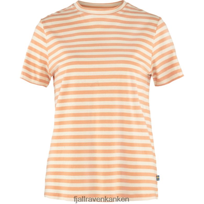 Fjallraven Sklep - Art Striped T-Shirt W Fjällräven Outlets Landsort Pink-Chalk White