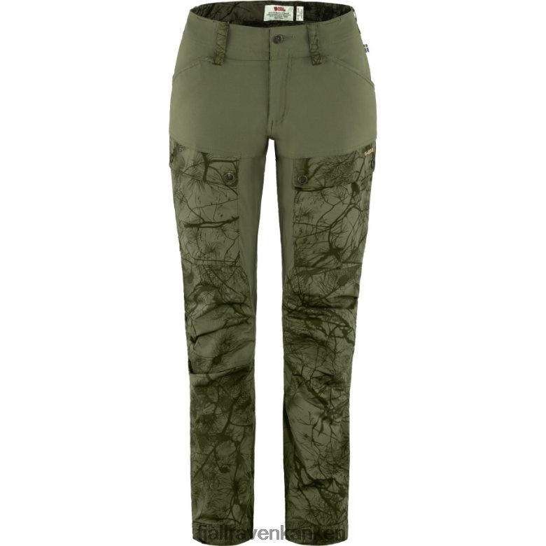 Fjallraven Sklep - Keb Trousers Curved W Reg Fjällräven Outlets Green Camo-Laurel Green