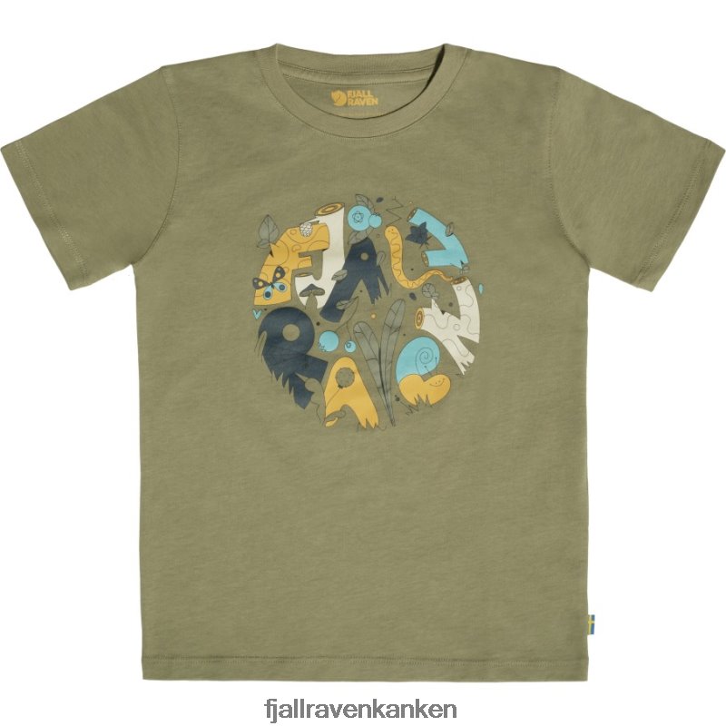 Fjallraven Sklep - Fjällräven Outlets Light Olive Kids Forest Findings T-Shirt