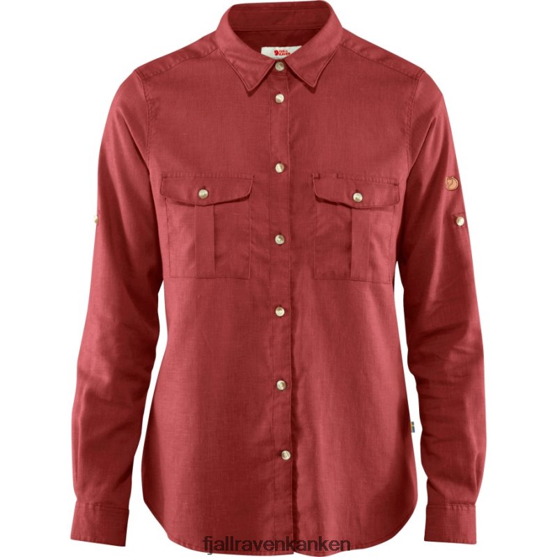 Fjallraven Sklep - Fjällräven Outlets Brand Raspberry Red Övik Travel Shirt Ls W