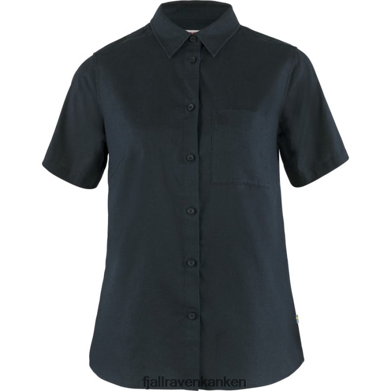 Fjällräven Polska - Dark Navy Fjällräven Outlets Övik Travel Shirt Ss W