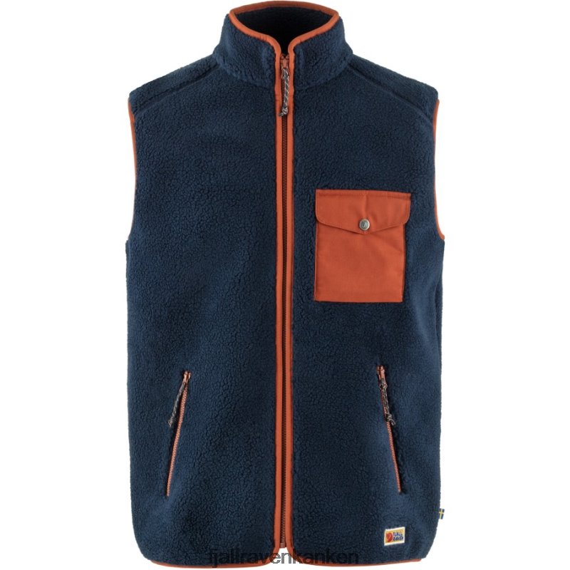 Fjällräven Polska - Navy-Autumn Leaf Fjällräven Outlets Vardag Pile Fleece Vest M