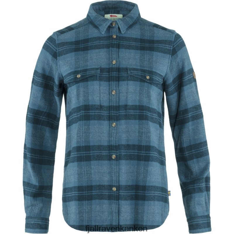 Fjällräven Polska - Fjällräven Outlets Övik Heavy Flannel Shirt W Indigo Blue-Dark Navy