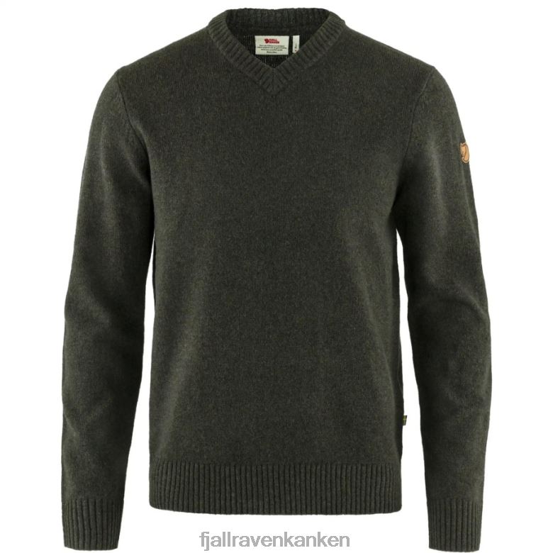 Fjällräven Polska - Dark Olive Fjällräven Outlets Övik V-Neck Sweater M